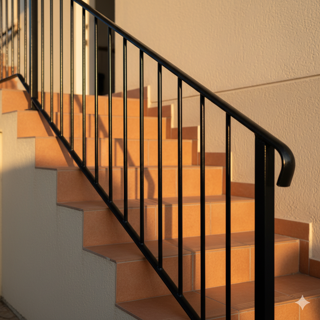 Corrimão de ferro em escada residencial brasileira